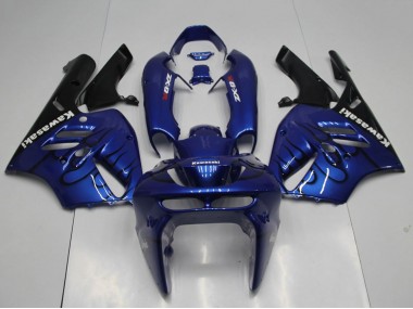 Affordable 1994-1997 Kawasaki ZX9R Motorcycle Fairings - Blue Black Flame