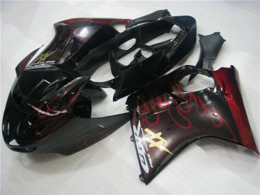 Affordable 1996-2007 Honda CBR1100XX Blackbird Abs Motorcycle Fairings - Glossy Black Red Flame