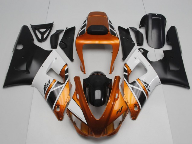 1998-1999 Yamaha YZF R1 Motorcycle Fairings - Orange Gold Grey White Black