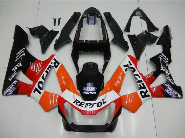 2000-2001 Honda CBR900RR 929RR Motorcycle Fairings - Orange White Red Glossy Black Repsol