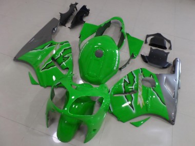 Affordable 2000-2001 Kawasaki ZX12R Motorcycle Fairings - Green Silver