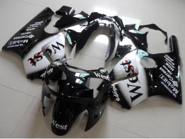 Affordable 2000-2001 Kawasaki ZX12R Motorcycle Fairings - Glossy Black White West