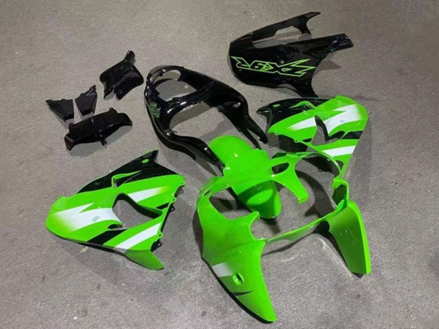 2000-2001 Kawasaki ZX9R Motorcycle Fairings - Green White Glossy Black