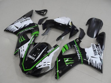 Affordable 2000-2001 Yamaha YZF R1 Motorcycle Fairings - White Black Green Monster