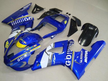 Affordable 2000-2001 Yamaha YZF R1 Motorcycle Fairings - Blue White Yellow Motul 46