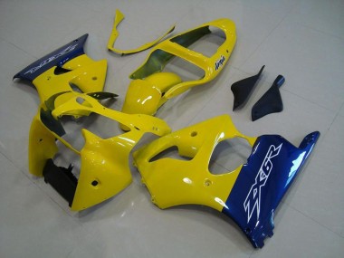 Affordable 2000-2002 Kawasaki ZX6R Motorcycle Fairings - Yellow Blue
