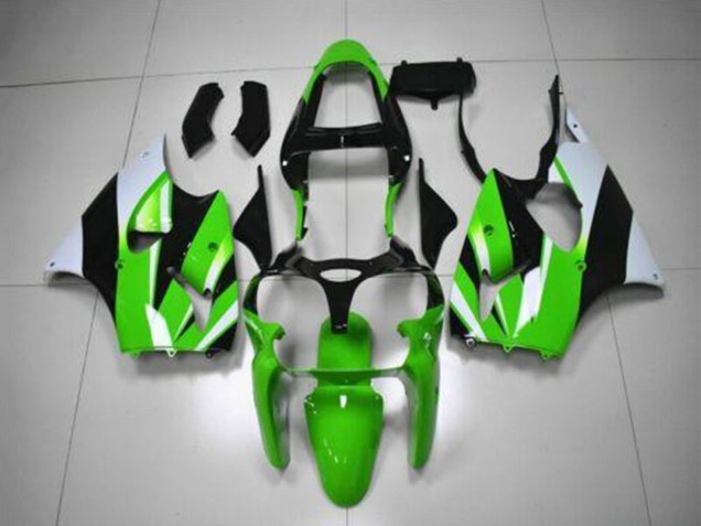 2000-2002 Kawasaki ZX6R Motorcycle Fairing Kits - Green White Black