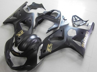 Affordable 2000-2002 Suzuki GSXR 1000 Motorcycle Fairings - Matte Black Gold Decal