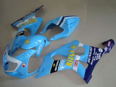 Affordable 2000-2002 Suzuki GSXR 1000 Motorcycle Fairings - Light Blue Yellow Black White Yellow Rizla