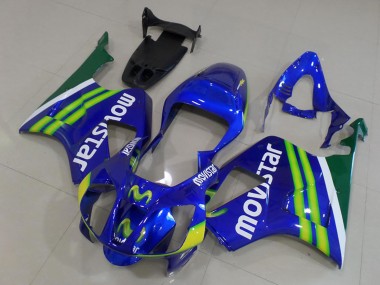 Affordable 2000-2006 Honda VTR1000 Motorcycle Fairings - Blue Green White MoviStar
