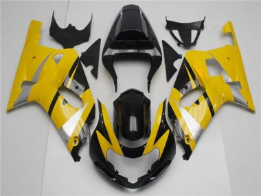 Affordable 2001-2003 Suzuki GSXR 600/750 Motorcycle Fairings - Yellow Silver Glossy Black