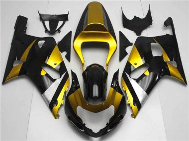 Affordable 2001-2003 Suzuki GSXR 600/750 Motorcycle Fairings - Gold Silver Glossy Black