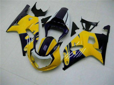Affordable 2001-2003 Suzuki GSXR 600/750 Motorcycle Fairings - Yellow Dark Blue Glossy Black