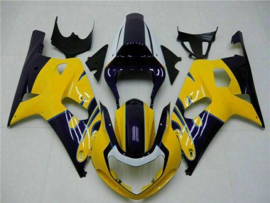 Affordable 2001-2003 Suzuki GSXR 600/750 Motorcycle Fairings - Yellow Dark Blue Glossy Black