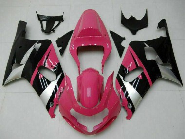 Affordable 2001-2003 Suzuki GSXR 600/750 Motorcycle Fairings - Pink Silver Glossy Black