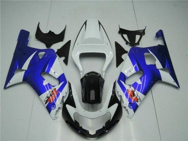 Affordable 2001-2003 Suzuki GSXR 600/750 Motorcycle Fairings - White Blue Black