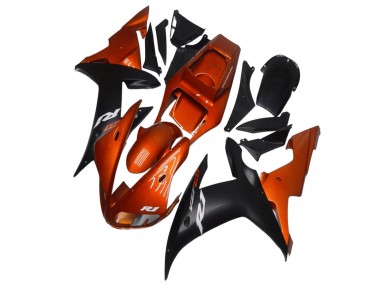 Affordable 2002-2003 Yamaha YZF R1 Motorcycle Fairings - Orange Matte Black