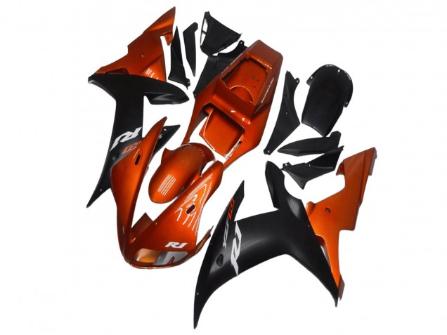 2002-2003 Yamaha YZF R1 Motorcycle Fairings - Orange Matte Black