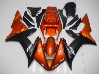 Affordable 2002-2003 Yamaha YZF R1 Motorcycle Fairings - Orange Matte Black
