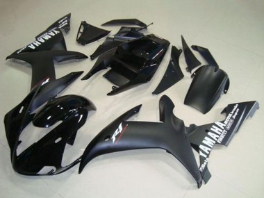 Affordable 2002-2003 Yamaha YZF R1 Motorcycle Fairings - Glossy Black Matte Black White Decals