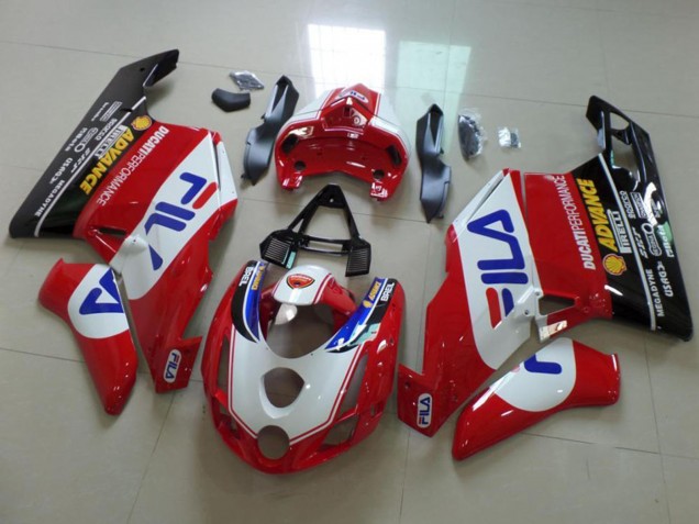 2003-2004 Ducati 749 999 Motorcycle Fairings - White Red Blue Glossy Black Fila