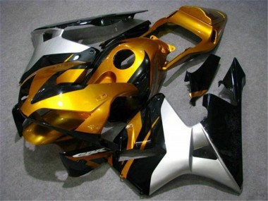 Affordable 2003-2004 Honda CBR600RR Motorcycle Fairing - Silver Gold Glossy Black