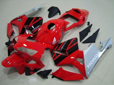 Affordable 2003-2004 Honda CBR600RR Motorcycle Fairings - Red Silver Glossy Black