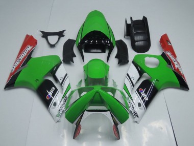 Affordable 2003-2004 Kawasaki ZX6R Motorcycle Fairings - Green White Black Red Motocard
