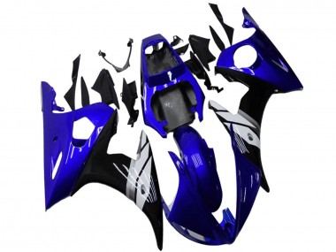 Affordable 2003-2004 Yamaha YZF R6 Motorcycle Fairings - Blue White Glossy Black