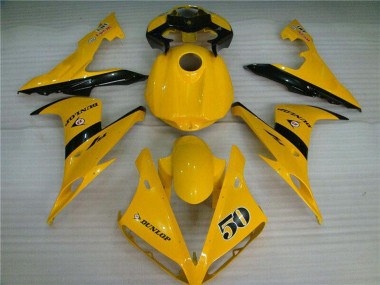 Affordable 2004-2006 Yamaha YZF R1 Motorcycle Fairings - Yellow Glossy Black Dunlop 50