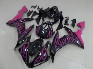 Affordable 2004-2006 Yamaha YZF R1 Motorcycle Fairings - Glossy Black Pink Flame