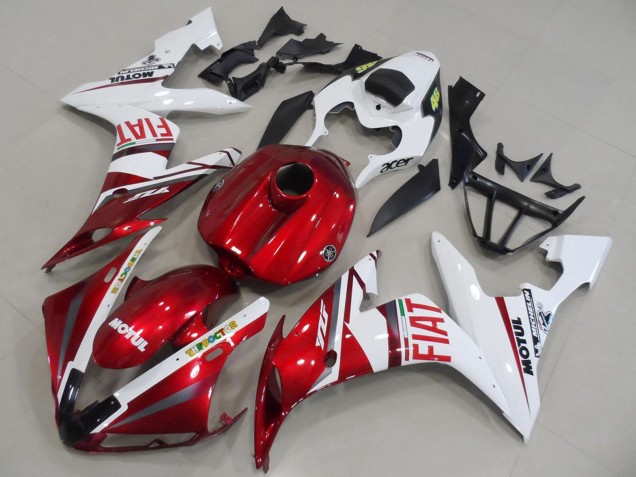 2004-2006 Yamaha YZF R1 Motorcycle Fairings - White Red Fiat Motul