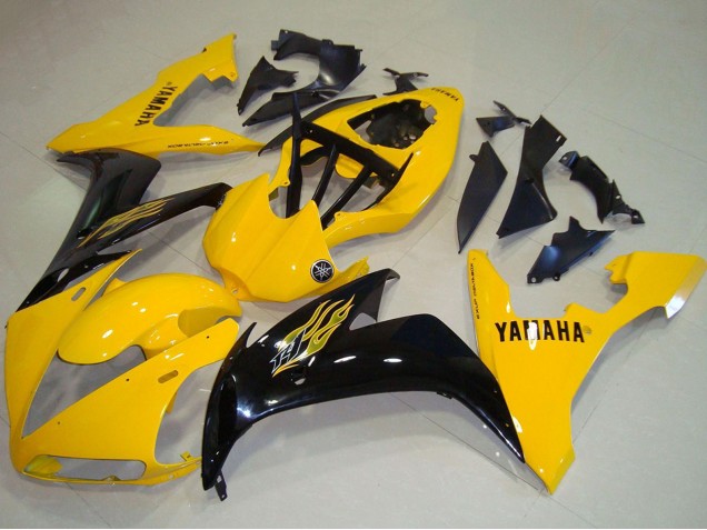 2004-2006 Yamaha YZF R1 Motorcycle Fairings - Yellow Glossy Black