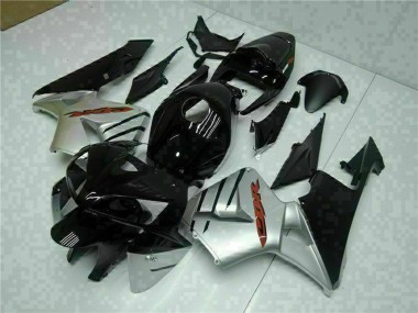 Affordable 2005-2006 Honda CBR600RR Motorcycle Fairings - Glossy Black Silver