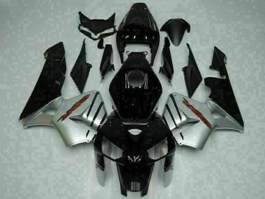 Affordable 2005-2006 Honda CBR600RR Motorcycle Fairings - Glossy Black Silver