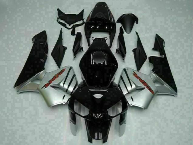 2005-2006 Honda CBR600RR Motorcycle Fairings - Glossy Black Silver
