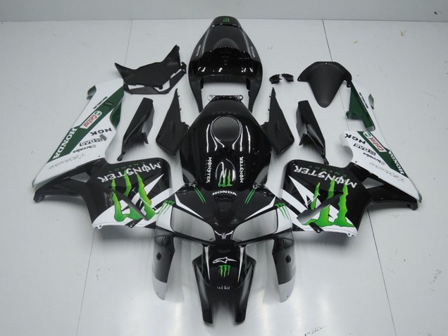 2005-2006 Honda CBR600RR Motorcycle Fairing - Glossy Black White Green Monster