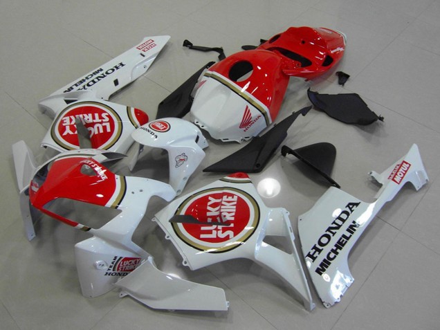 2005-2006 Honda CBR600RR Motorcycle Fairings - White Red Lucky Strike