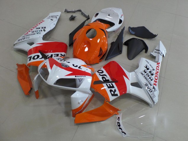 2005-2006 Honda CBR600RR Motorcycle Fairings Kit - Orange White Red Glossy Black Repsol