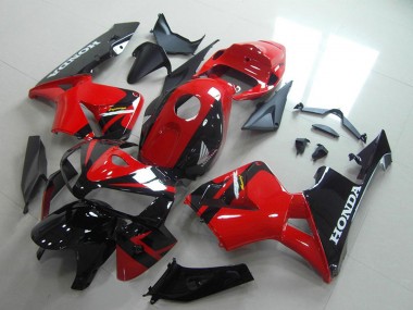 Affordable 2005-2006 Honda CBR600RR Motorcycle Fairings - Red Glossy Black