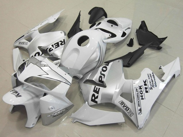 2005-2006 Honda CBR600RR Motorcycle Fairings - White Silver Black Repsol