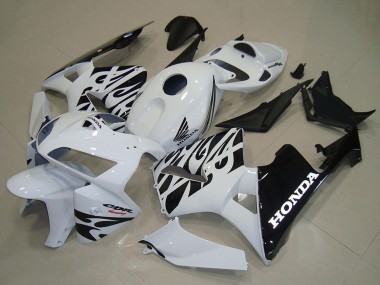 Affordable 2005-2006 Honda CBR600RR Motorcycle Fairings - White Black Flame