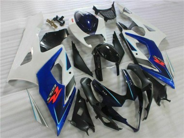 Affordable 2005-2006 Suzuki GSXR 1000 Motorcycle Fairing Kits - White Blue Glossy Black