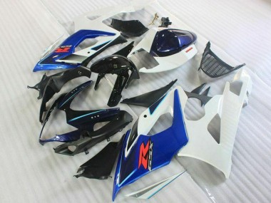 Affordable 2005-2006 Suzuki GSXR 1000 Motorcycle Fairing Kits - White Blue Glossy Black