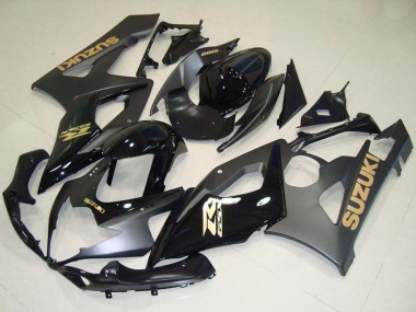 Affordable 2005-2006 Suzuki GSXR 1000 Motorcycle Fairings - Glossy Black Matte Black Gold Decal