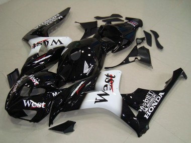 Affordable 2006-2007 Honda CBR1000RR Motorcycle Fairings - Glossy Black White West