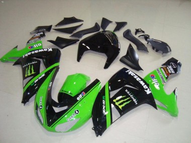 Affordable 2006-2007 Kawasaki ZX10R Motorcycle Fairings - Green Silver Glossy Black Monster