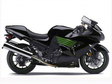 Affordable 2006-2011 Kawasaki ZX14R ZZR1400 Motorcycle Fairings - Glossy Black Green