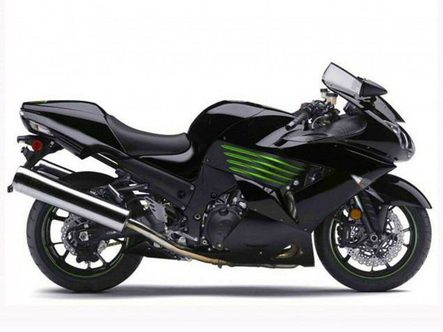 2006-2011 Kawasaki ZX14R ZZR1400 Motorcycle Fairings - Glossy Black Green