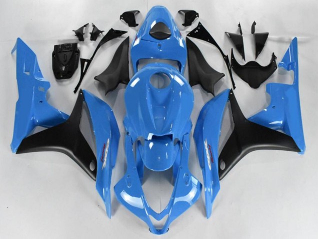 2007-2008 Honda CBR600RR Motorcycle Fairing - Light Blue Glossy Black